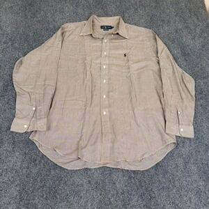 Ralph Lauren Beige Check Yarmouth Button Down Shirt Men's‎ Size 16 .5/34